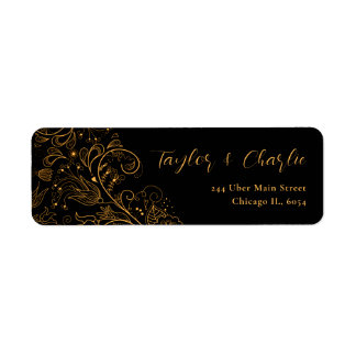 Gold and Black Elegant Floral Wedding