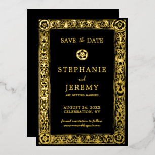 Gold and Black Elegant Save the Date 