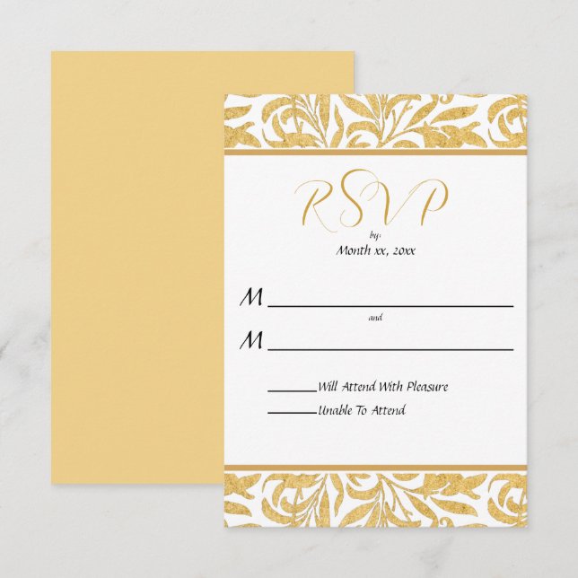 Gold and Black Elegant Style Wedding Reply  RSVP Card (Front/Back)