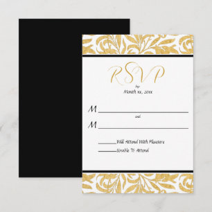 Gold and Black Elegant Style Wedding Reply  RSVP Card