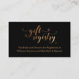 Gold and Black Elegant, Unique Gift Registry Cards