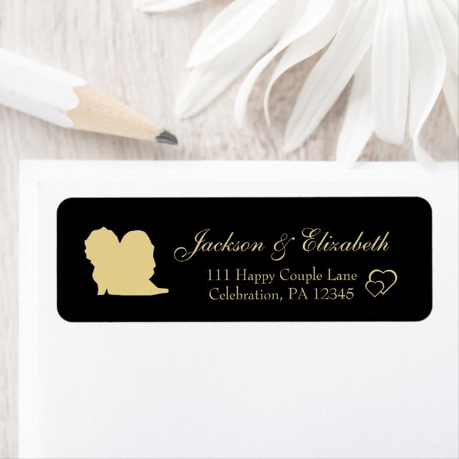 Gold and Black Elegant Wedding Return Address (Insitu)