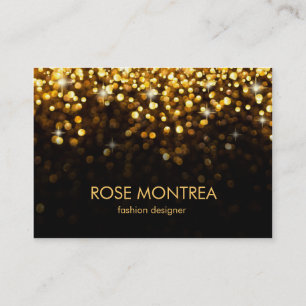 Gold and Black Falling Glitter Bokeh Business Card