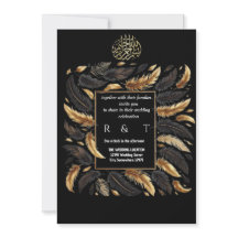 gold and black feathers wedding