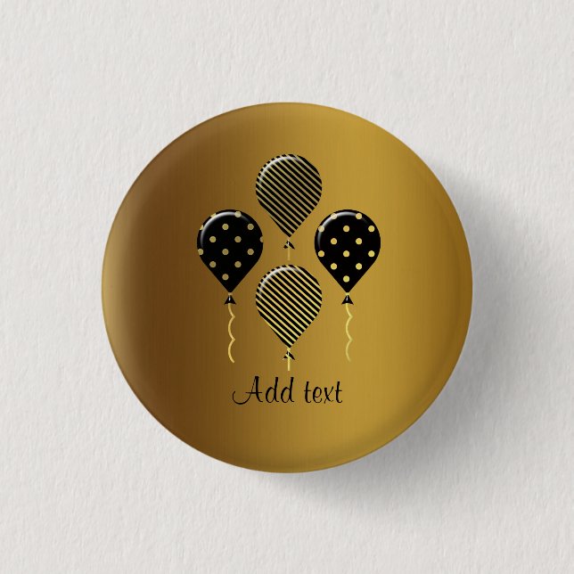 Gold and Black Festive Balloons Template 1 Inch Round Button (Front)