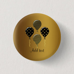 Gold and Black Festive Balloons Template 1 Inch Round Button