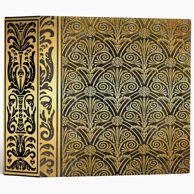 Gold and Black Filigree Ancient Tome Binder (Front/Spine)