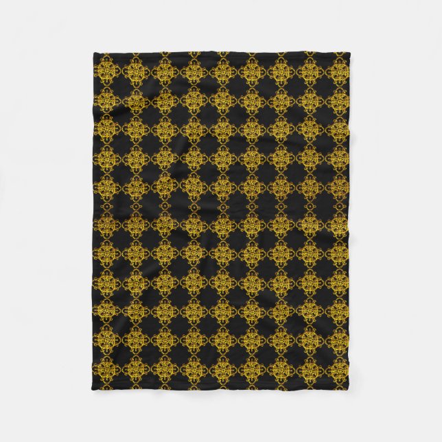 Gold And Black Fleece Blanket (Front)