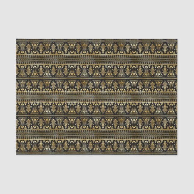 Gold and Black Floral Art Deco Pattern Tissue Paper (Front)