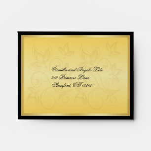 Gold and Black Floral RSVP Envelope
