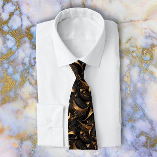 Gold and Black Fractal mandelbrot Tie