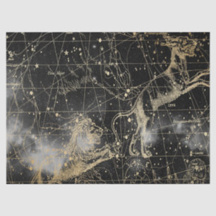 Gold and Black Galaxy Star Map Series Design 3 Tissue Paper