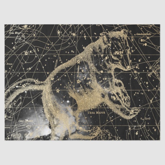 Gold and Black Galaxy Star Map Series Design 4 Tissue Paper (Front)