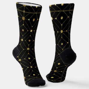 Gold and black geometric pattern socks
