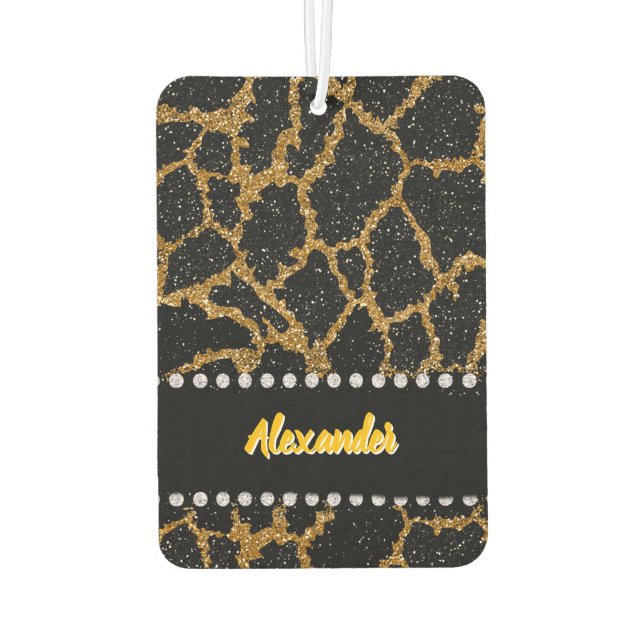 Gold and black giraffe print design air freshener (Back)