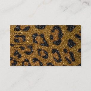 Gold and Black Girly Glitter Cheetah Print Business Card