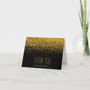 Gold and Black Glam Confetti Dots Thank you Card
