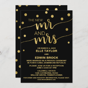 Gold and Black   Glam Elopement Reception Invitation