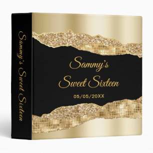 Gold and Black Glam Tears Sweet Sixteen Binder