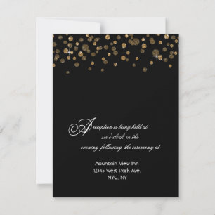 Gold and Black Glitter Confetti Reception Invitation