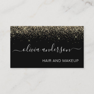 Gold and Black Glitter Hair Makeup Salon Business Card