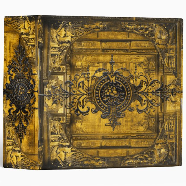 Gold and Black Gothic Victorian Ancient Tome Binder (Front/Spine)