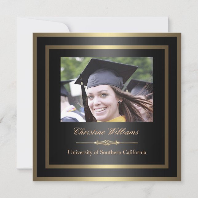 Gold and Black Graduation Invitation (Front)