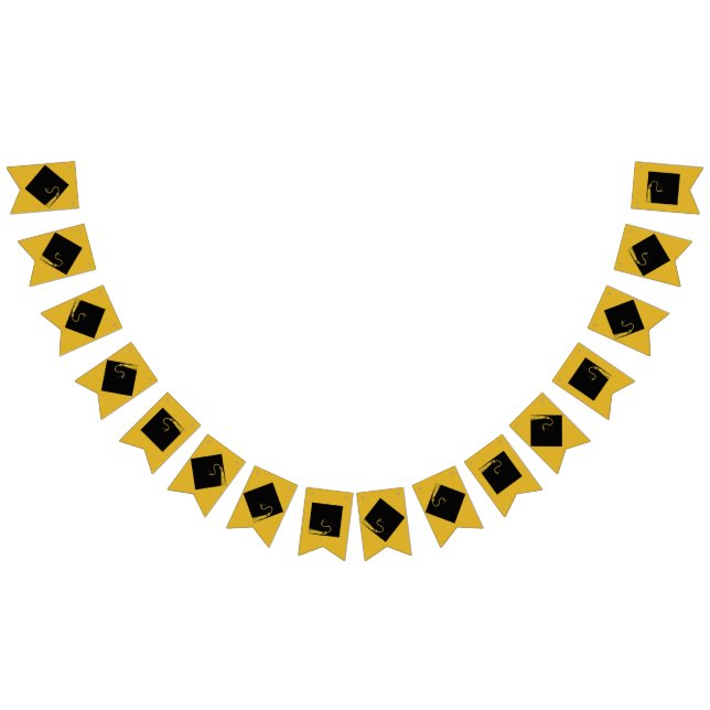 Gold and black graduation party bunting flags (All)