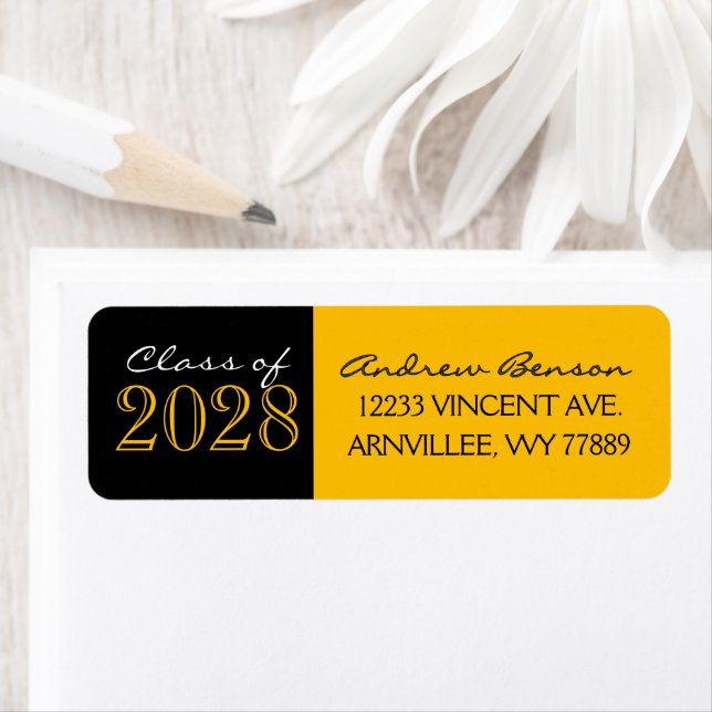 Gold and Black Graduation Return Address Labels (Insitu)