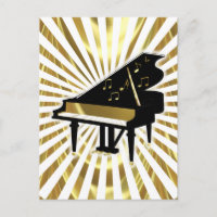 Gold and Black Grand Piano Music Notes