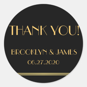 Gold And Black Great Gatsby Wedding Stickers