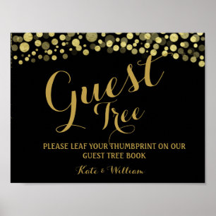Gold and BLACK guestbook Tree SIGN