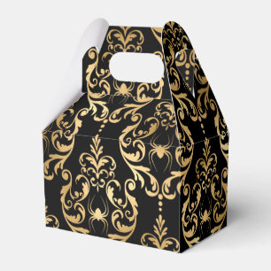 Gold and Black Halloween Damask Favor Box