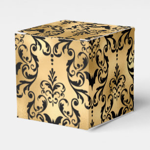 Gold and Black Halloween Damask Favor Box