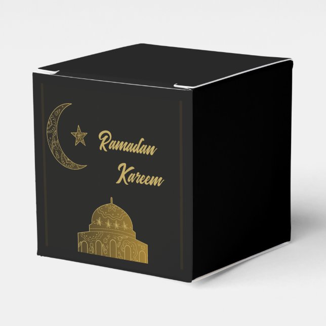  Gold and Black Happy Ramadan Kareem 2024 Favor Box (Front Side)