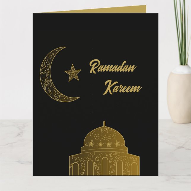  Gold and Black Happy Ramadan Kareem 2026 Card (Front)