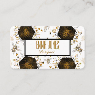 Gold and Black Honey Bee Business Card