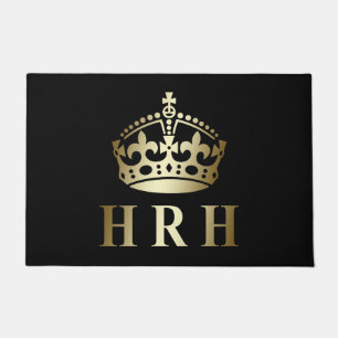 Gold And Black HRH Royal Crown Doormat