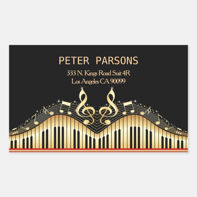 Gold And Black Keyboard And Treble Clef Sticker (Front)