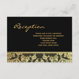 Gold and Black Lace Reception Info Card