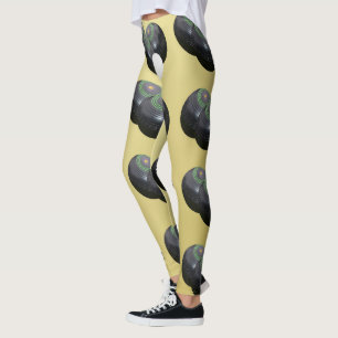 Gold And Black Lawn Bowls Pattern, Leggings