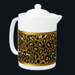 Gold and Black Leopard Animal Pattern<br><div class="desc">Teapot. Featuring a beautiful metallic gold and black leopard animal pattern. A charming accent to add to your home or give for a housewarming gift. 📌If you need further customization, please click the "Click to Customize further" or "Customize or Edit Design" button and use our design tool to resize, rotate,...</div>