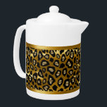 Gold and Black Leopard Animal Pattern<br><div class="desc">Teapot. Featuring a beautiful metallic gold and black leopard animal pattern. A charming accent to add to your home or give for a housewarming gift. 📌If you need further customization, please click the "Click to Customize further" or "Customize or Edit Design" button and use our design tool to resize, rotate,...</div>