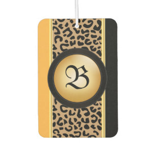 Gold and Black Leopard Animal Print   Monogram Air Freshener