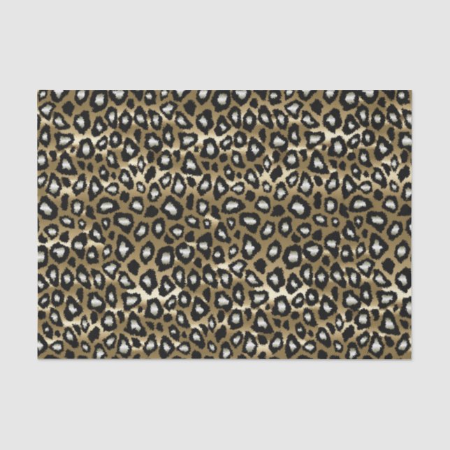 Gold and Black Leopard Animal Print Tissue Paper (Front)