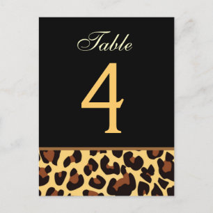 Gold and Black Leopard Wedding Table Number Card