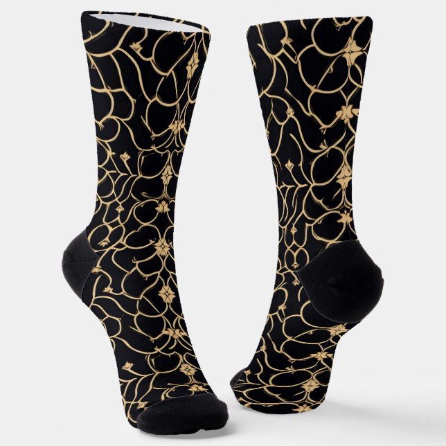 Gold and Black Line Pattern Socks (Angled)