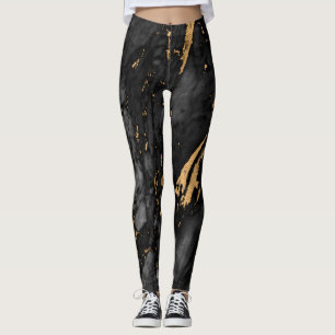 Gold and Black Marble texture Leggings