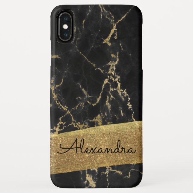 Gold and Black Marble with Gold Foil and Glitter Case-Mate iPhone Case (Back)