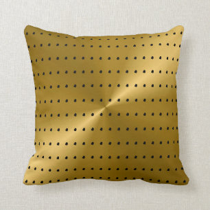 Gold and Black Modern Polka Dots Pattern Throw Pillow